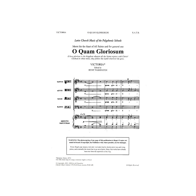 Victoria, Tomás Luis - O Quam Gloriosum (Washington)