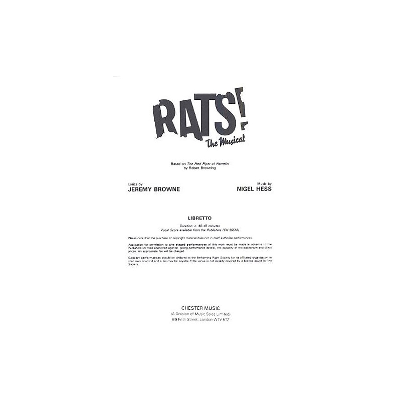 Rats! The Musical (Libretto) 1-9 Copies