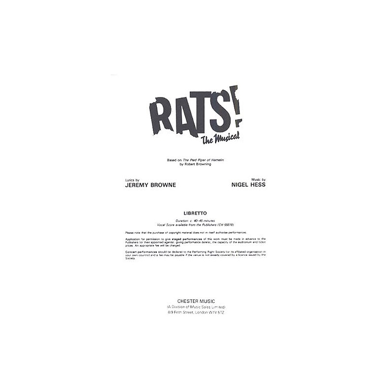 Hess, Nigel - Rats! The Musical (Libretto) 1-9 Copies