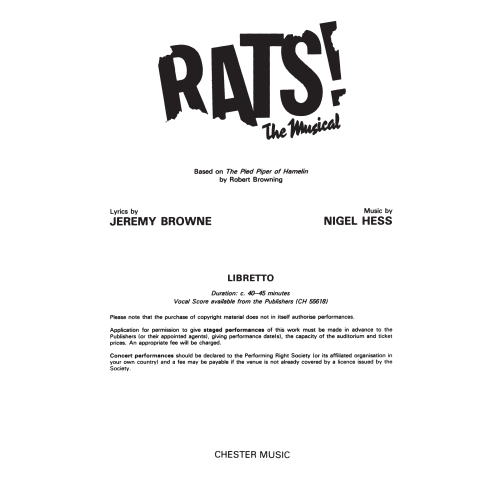 Rats! The Musical (Libretto) 10+ Copies