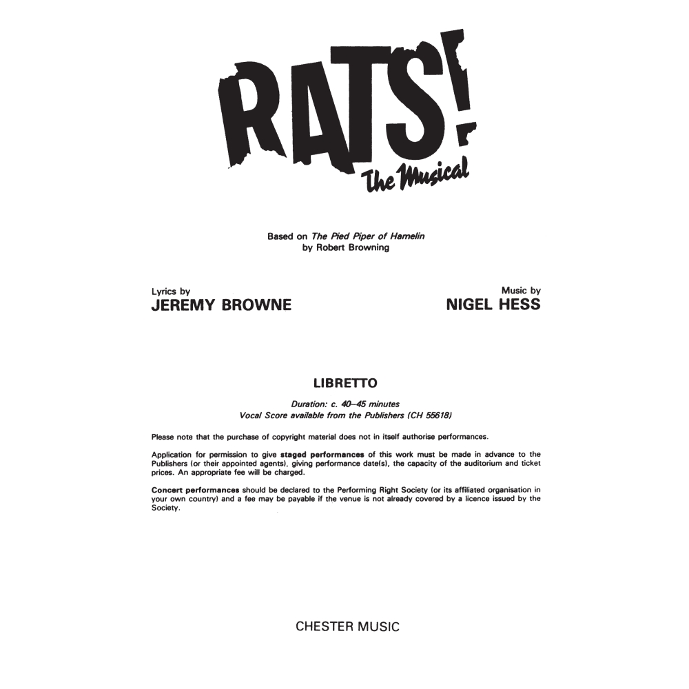Hess, Nigel - Rats! The Musical (Libretto) 10+ Copies