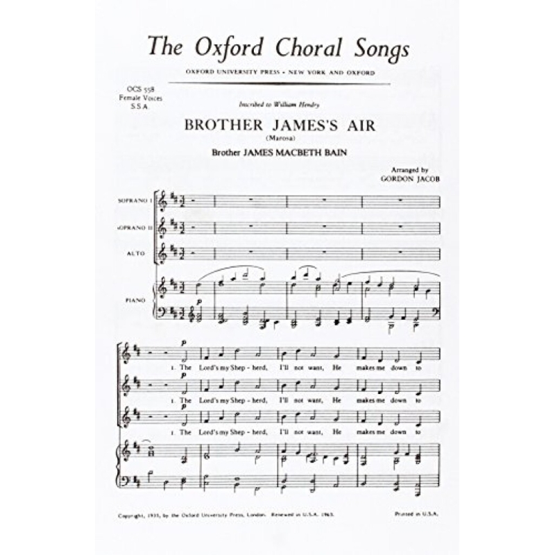 Jacob, Gordon - Brother James's Air