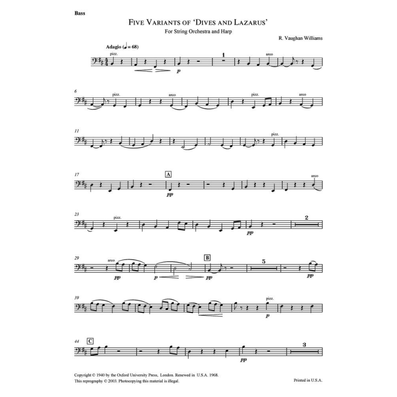 Vaughan Williams, Ralph - Five Variants on 'Dives and Lazarus'