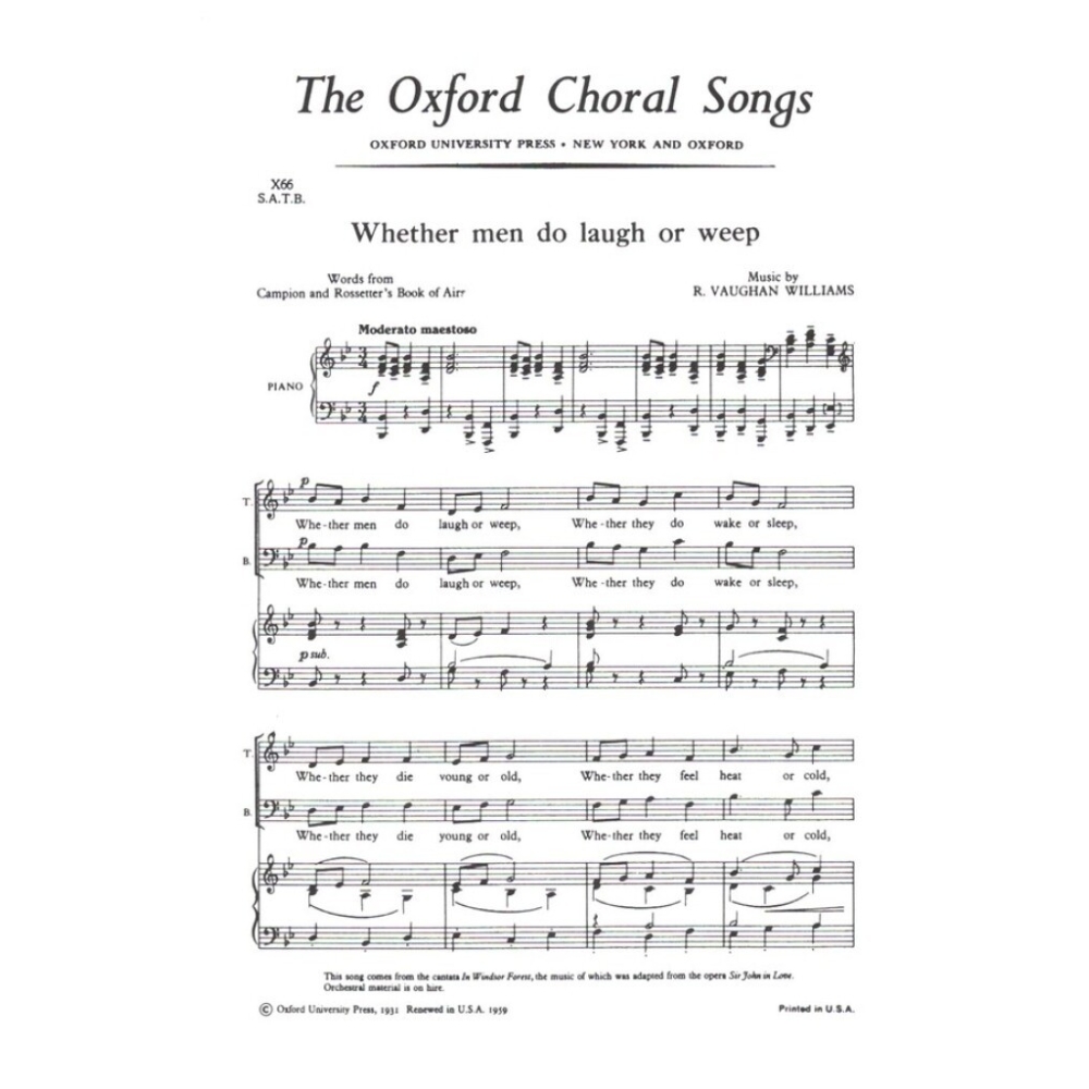 Vaughan Williams, Ralph - Whether men do laugh or weep