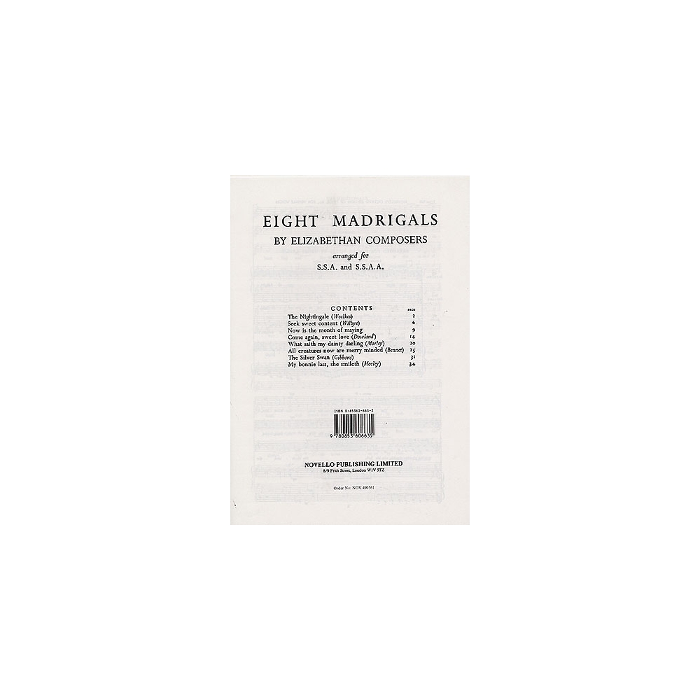 Eight Madrigals By Elizabethan Composers