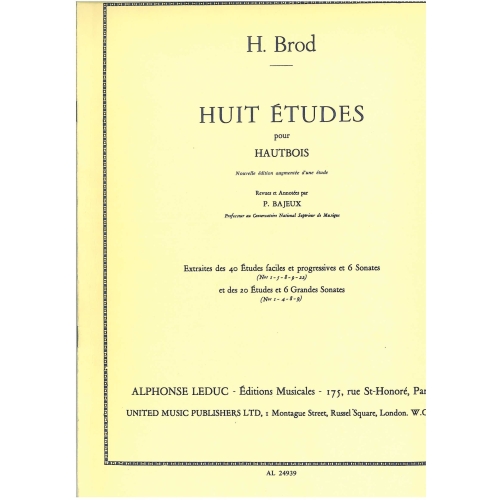 Brod, H - Huit Etudes pour...