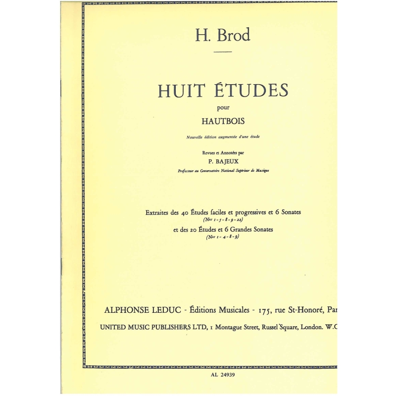 Brod, Henri - 8 Etudes For Oboe Solo