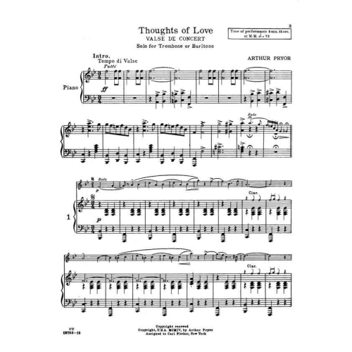 Pryor, Arthur - Thoughts of Love (Trombone & Piano)