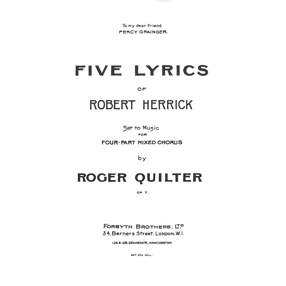 Quilter, Roger - Five Lyrics of Robert Herrick