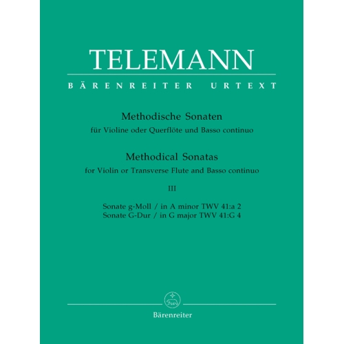 Telemann G.P. - Methodical Sonatas, Vol. 3: A minor, G (Urtext).