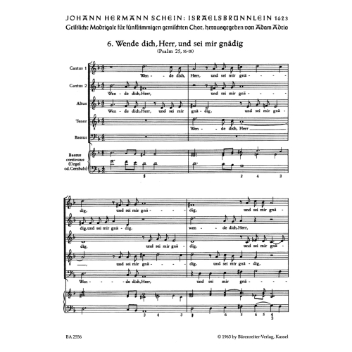 Schein J.H. - Israelsbruennlein (26 Motets) No. 6: Wende dich, Herr (G).