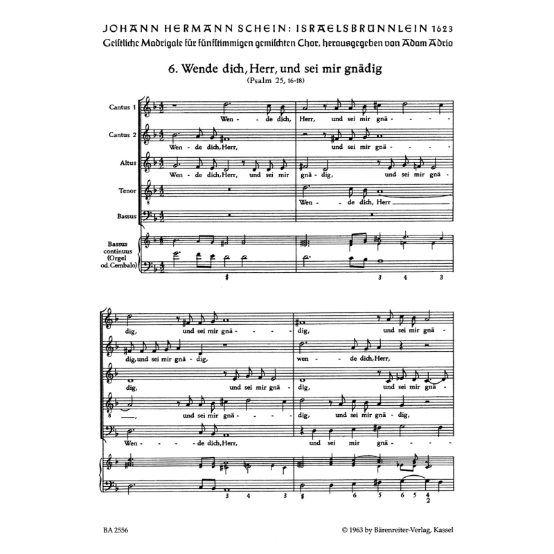 Schein J.H. - Israelsbruennlein (26 Motets) No. 6: Wende dich, Herr (G).