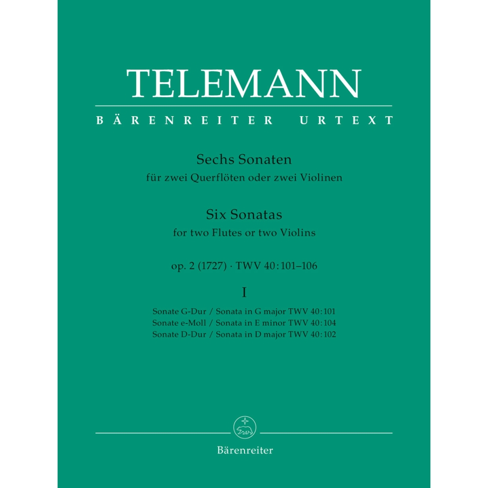 Telemann G.P. - Sonatas (6), Op.2 (Urtext), Vol. 1: Nos.  1 - 3.
