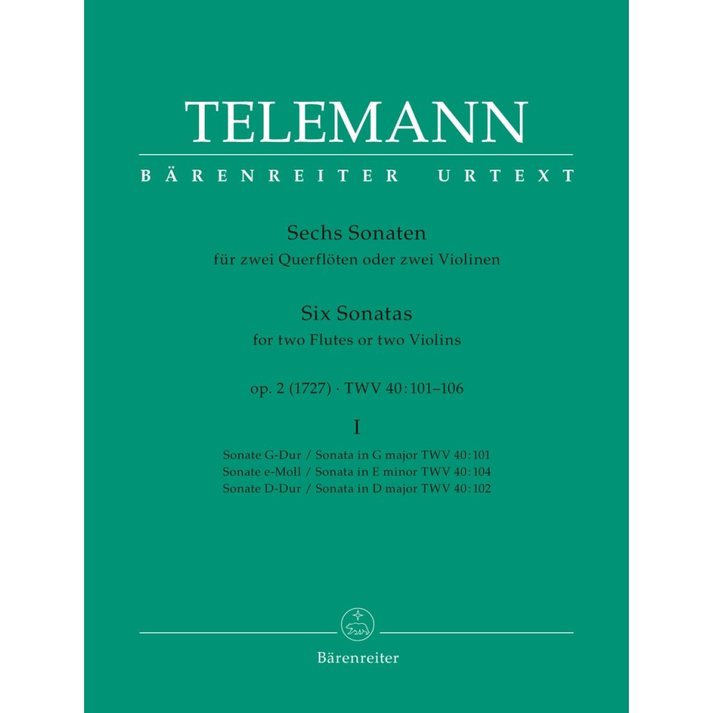 Telemann G.P. - Sonatas (6), Op.2 (Urtext), Vol. 1: Nos.  1 - 3.