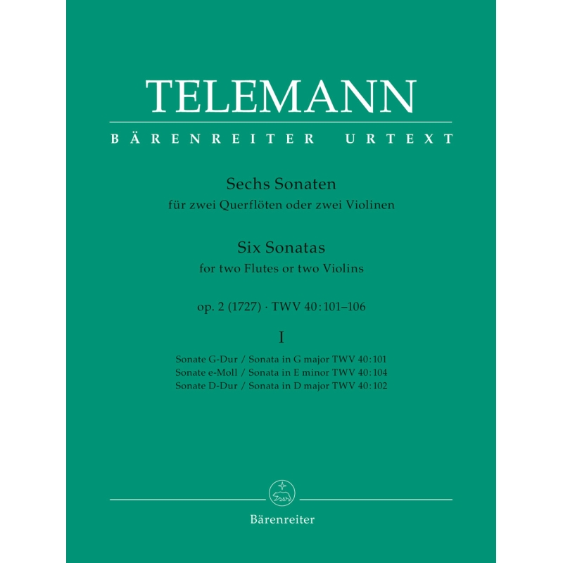 Telemann G.P. - Sonatas (6), Op.2 (Urtext), Vol. 1: Nos.  1 - 3.