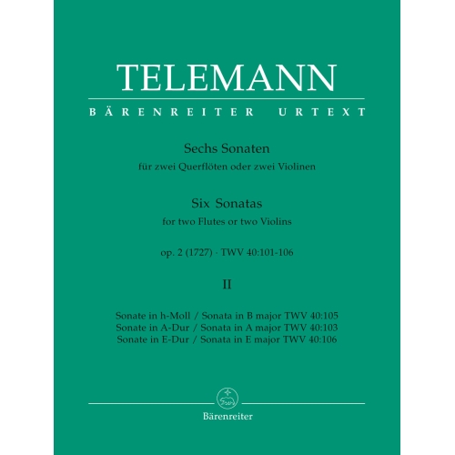 Telemann G.P. - Sonatas (6), Op.2 (Urtext), Vol. 2: Nos.  4 - 6.