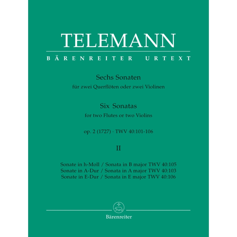 Telemann G.P. - Sonatas (6), Op.2 (Urtext), Vol. 2: Nos.  4 - 6.