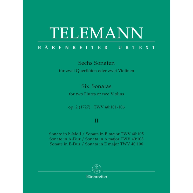 Telemann G.P. - Sonatas (6), Op.2 (Urtext), Vol. 2: Nos.  4 - 6.