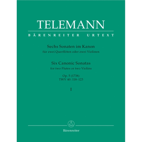 Telemann G.P. - Sonatas in Canon (6), Op.5 (Urtext), Vol. 1: Nos.  1 - 3.