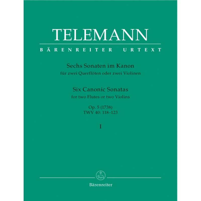 Telemann G.P. - Sonatas in Canon (6), Op.5 (Urtext), Vol. 1: Nos.  1 - 3.