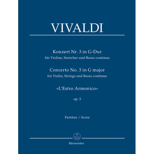 Vivaldi A. - Concerto for Violin in G (RV310, F.I:173, Op.3/3).
