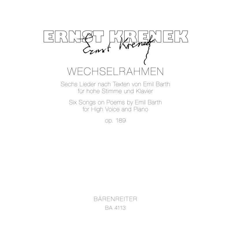 Krenek, Ernst - Wechselrahmen (6 songs).
