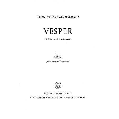 Zimmermann H.W. - Vespers, No.3: Psalm: Gott ist unsre Zuversicht (Psalm 46).