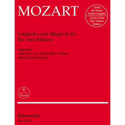 Mozart W.A. - Larghetto and Allegro in E-flat (fragment completed by M. Stadler).