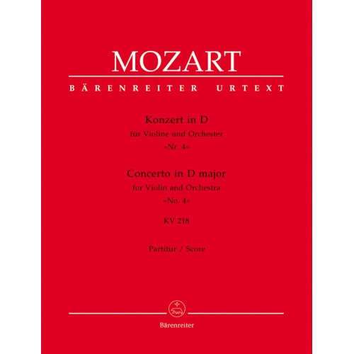 Mozart W.A. - Concerto for Violin No.4 in D (K.218) (Urtext).