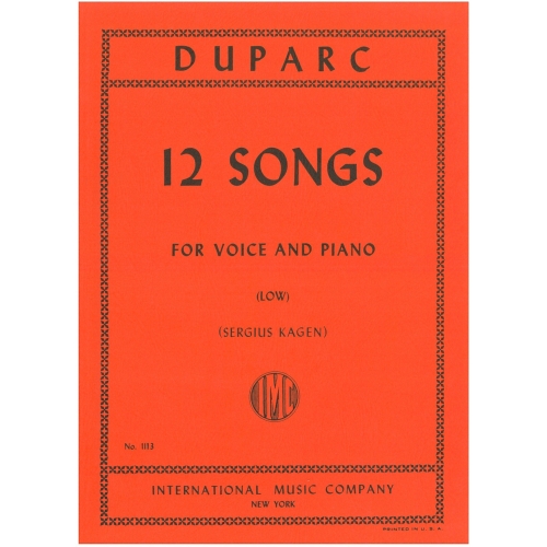 Duparc, Henri - 12 Songs for Low Voice & Piano