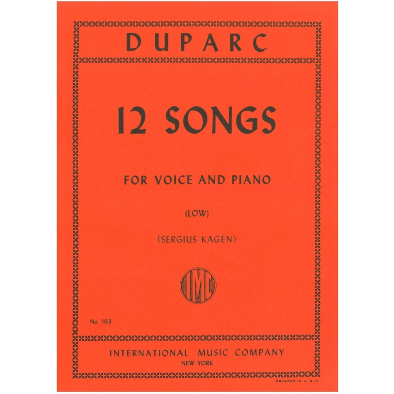 Duparc, Henri - 12 Songs for Low Voice & Piano