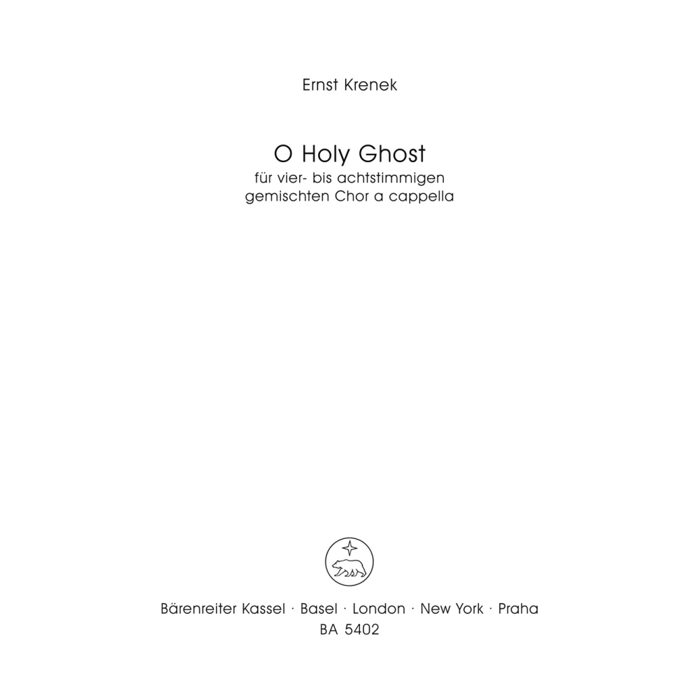Krenek E. - O Holy Ghost Op. 186a (1964) (E).