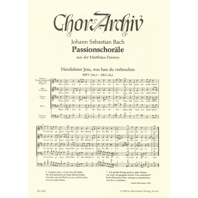 Bach J.S. - Passion Chorales from the St. Matthew Passion (BWV 244).