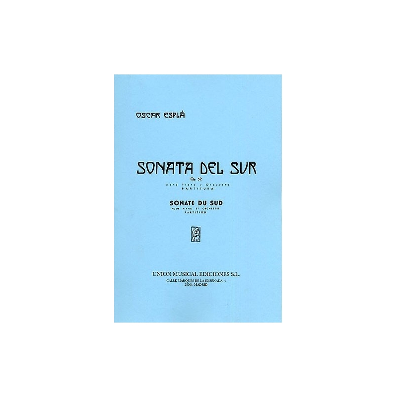 Espla Sonata Del Sur Op.52 Pf/orch M/s