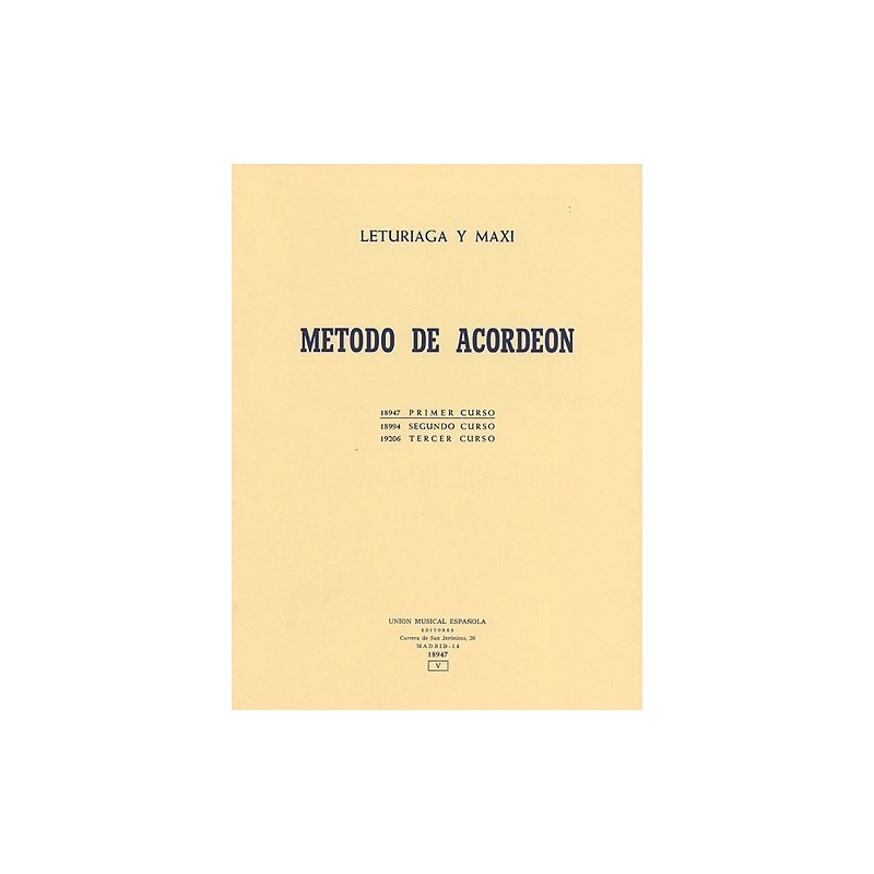 Leturiaga Y Maxi: Metodo De Acordeon (1st Course)