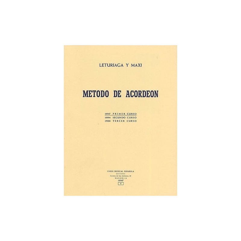 Maxi, Leturiaga Y - Metodo De Acordeon: Primero Curso