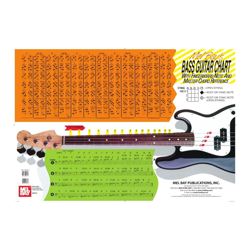 Electric Bass Guitar Wall Chart