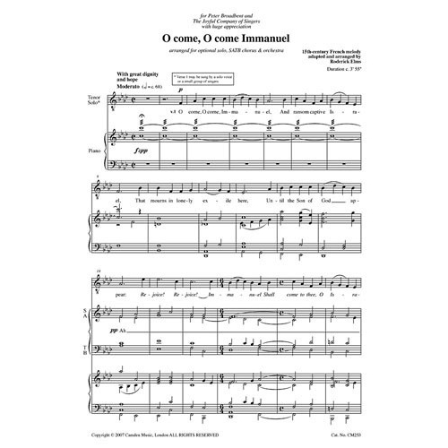 O Come, O Come Immanuel (SATB) - Arr: Roderick Elms