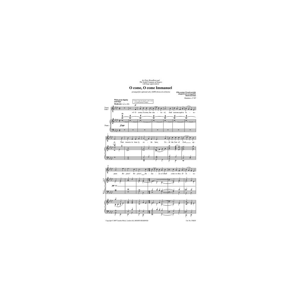 O Come, O Come Immanuel (SATB) - Arr: Roderick Elms