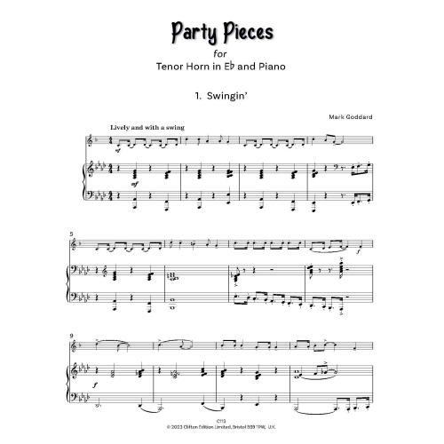 Goddard, Mark - Party Pieces for Tenor Horn in E Flat and Piano