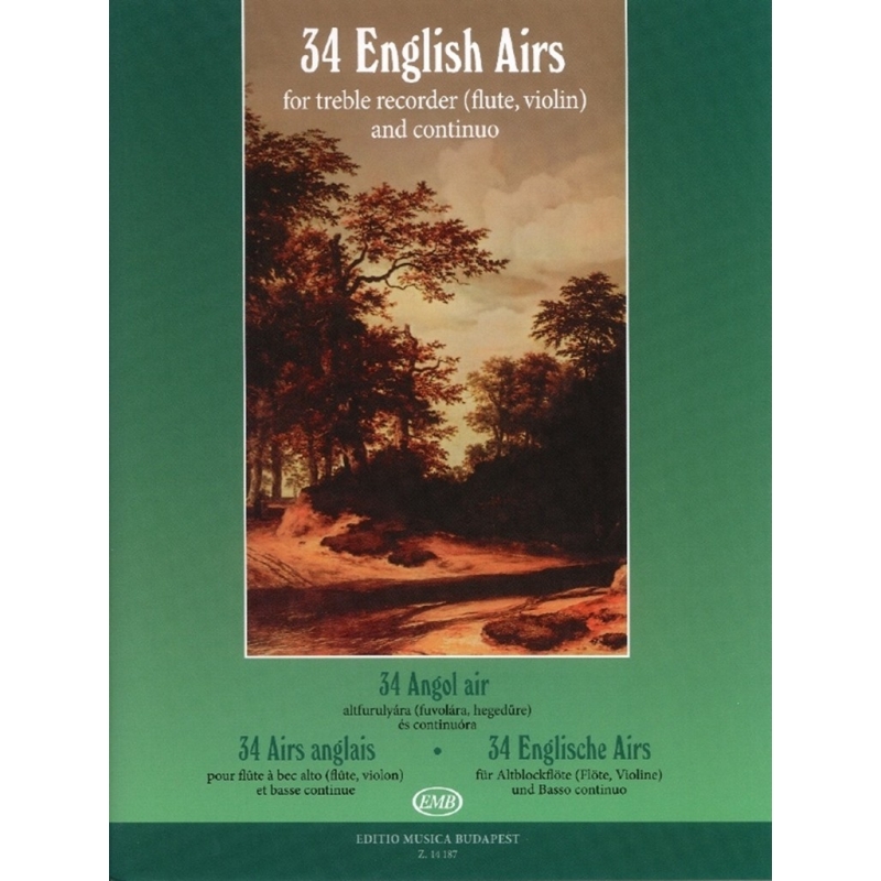 34 English Airs - for treble recorder (flute, violin) and continuo