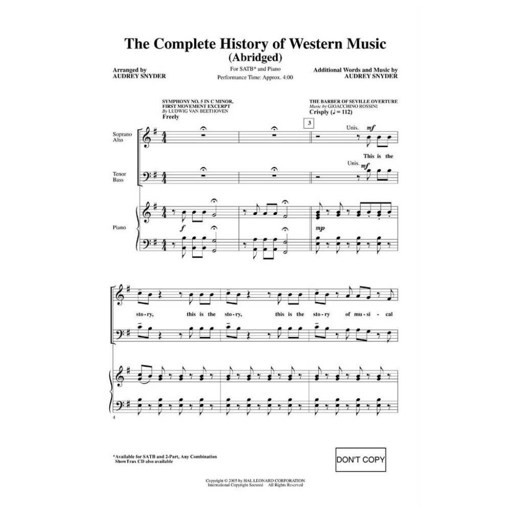 The Complete History Of Western Music (Abridged) - SATB