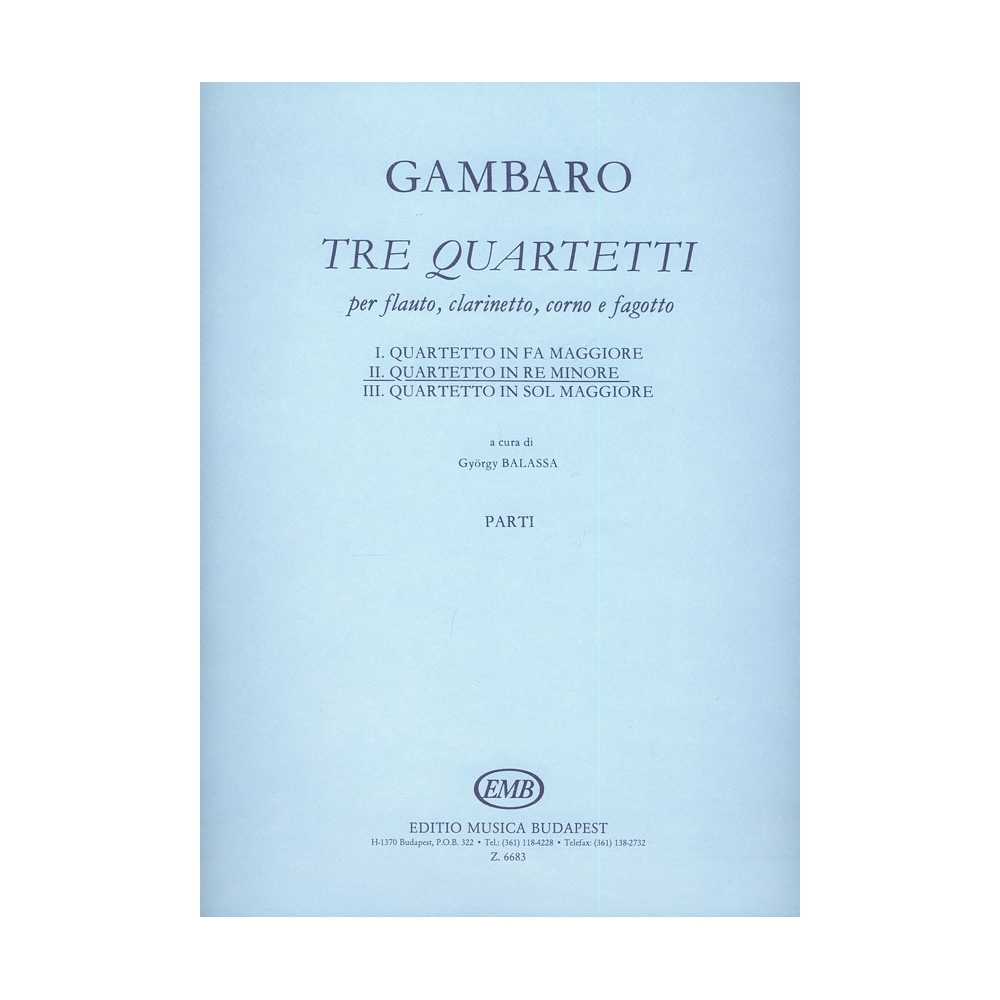 Gambaro, Giovanni Battista - Tre Quartetti Per Flauto, Clarinetto, Coro E Fagotto - II. Quartetto in re minore