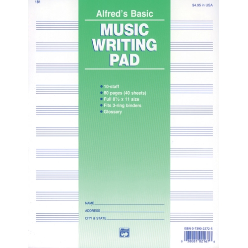 10 Stave Music Writing Pad (8 1/2" x 11")