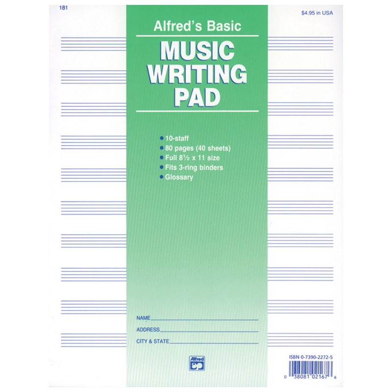 10 Stave Music Writing Pad (8 1/2" x 11")