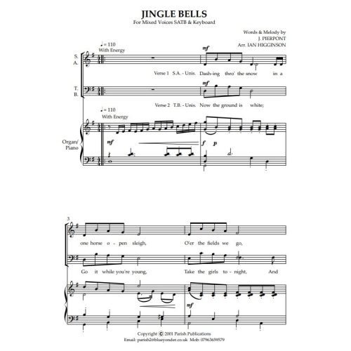 Higginson, Ian - Jingle Bells (SATB & Keyboard)