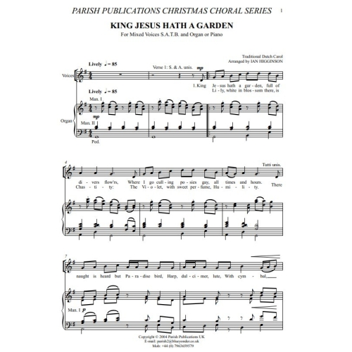 Higginson, Ian - King Jesus Hath a Garden (SATB & Keyboard)