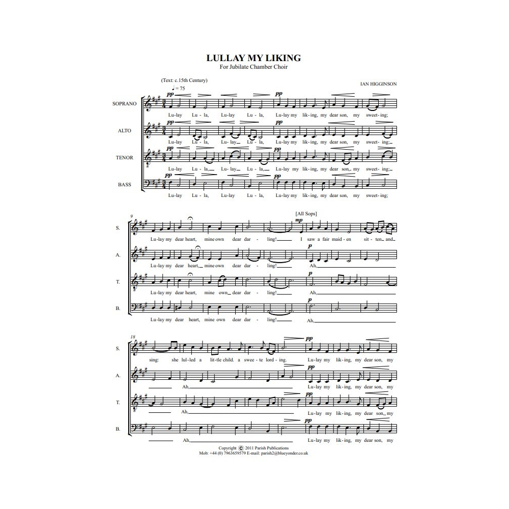 Higginson, Ian - Lullay My Liking (SATB a cappella)