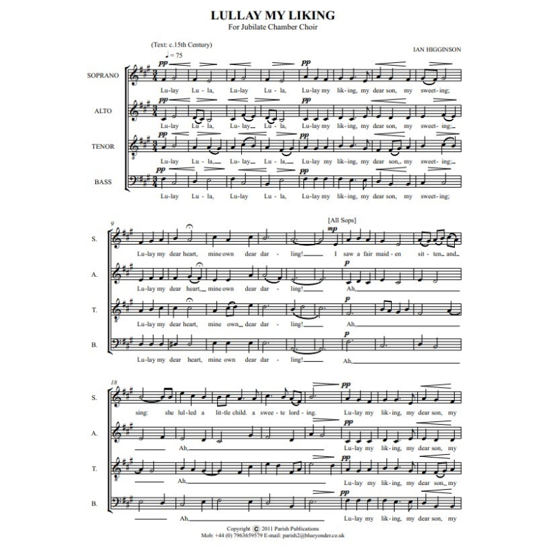 Higginson, Ian - Lullay My Liking (SATB a cappella)