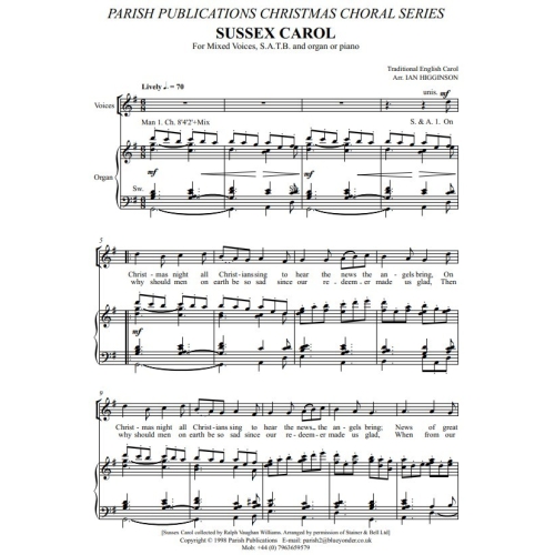 Higginson, Ian - Sussex Carol (SATB & Keyboard)